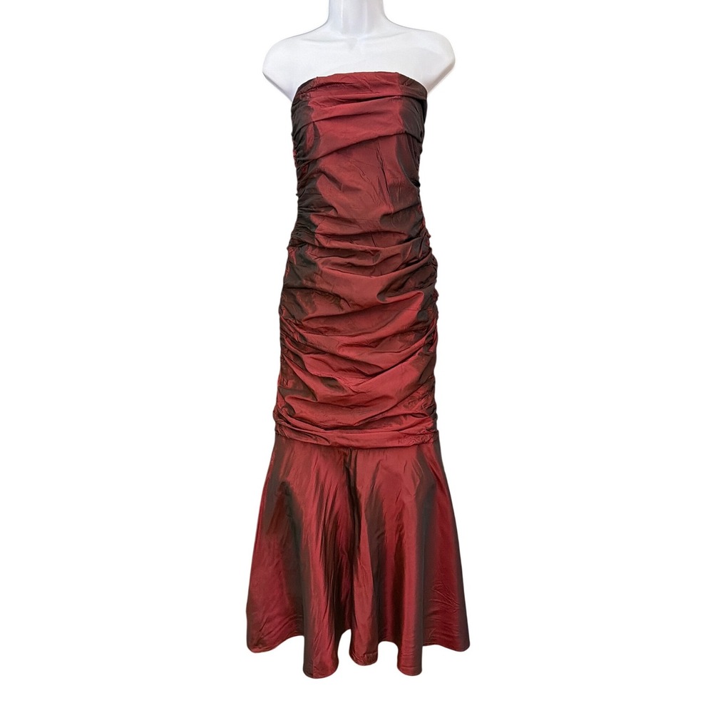 Vintage 90's Y2K Georgette Strapless Gown Gothic Dark Romance Vampy Mermaid